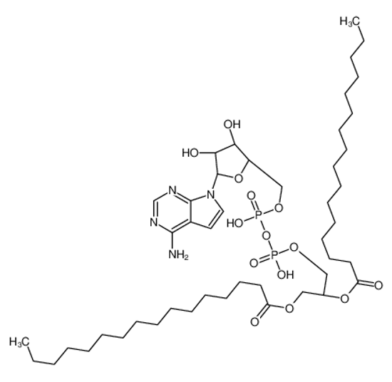 Picture of [(2R)-3-[[[(2R,3S,4S,5R)-5-(4-aminopyrrolo[2,3-d]pyrimidin-7-yl)-3,4-dihydroxyoxolan-2-yl]methoxy-hydroxyphosphoryl]oxy-hydroxyphosphoryl]oxy-2-hexadecanoyloxypropyl] hexadecanoate