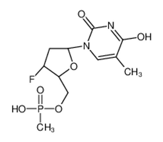 Picture of [(2R,3S,5R)-3-fluoro-5-(5-methyl-2,4-dioxopyrimidin-1-yl)oxolan-2-yl]methoxy-methylphosphinic acid