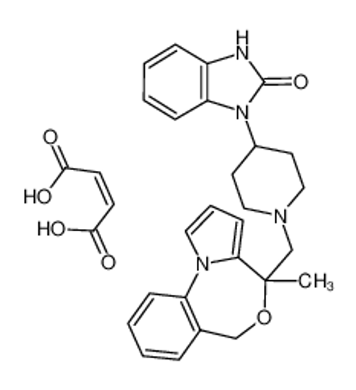 Picture of CGS 9343B,1,3-Dihydro-1-[1-[(4-methyl-4H,6H-pyrrolo[1,2-a][4,1]benzoxazepin-4-yl)methyl]-4-piperidinyl]-2H-benzimidazol-2-onemaleate