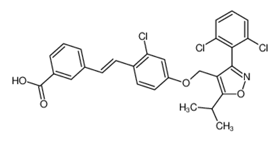 Imagem de GW 4064,3-[2-[2-Chloro-4-[[3-(2,6-dichlorophenyl)-5-(1-methylethyl)-4-isoxazolyl]methoxy]phenyl]ethenyl]benzoicacid