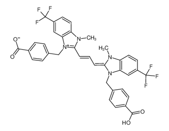 Imagem de 2-(3-(1-(4-CARBOXY) BENZYL-3-METHYL-6-TRIFLUORO METHYL-2-BENZIMIDAZOLINYLIDENE) PROPENYL)-3-METHYL-1-(4-CARBOXY) BENZYL-6-TRIFLUOROMETHYL BENZIMIDAZOLIUM HYDROXIDE, INNER SALT