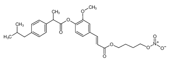 Picture of α-METHYL-4-(2-METHYLPROPYL)-2-METHOXY-4-[(1E)-3-[4-(NITROOXY)BUTOXYL]-3-OXO-1-PROPENYL]PHENYL ESTER, BENZENEACETIC ACID