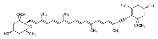 Imagem de (1R,3S,6S)-6-[(1E,3E,5E,7E,9E,11E,13E,15E)-18-[(4R)-4-hydroxy-2,6,6-trimethylcyclohexen-1-yl]-3,7,12,16-tetramethyloctadeca-1,3,5,7,9,11,13,15-octaen-17-ynyl]-1,5,5-trimethyl-7-oxabicyclo[4.1.0]heptan-3-ol