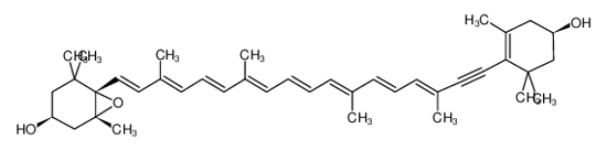 Picture of (1R,3S,6S)-6-[(1E,3E,5E,7E,9E,11E,13E,15E)-18-[(4R)-4-hydroxy-2,6,6-trimethylcyclohexen-1-yl]-3,7,12,16-tetramethyloctadeca-1,3,5,7,9,11,13,15-octaen-17-ynyl]-1,5,5-trimethyl-7-oxabicyclo[4.1.0]heptan-3-ol