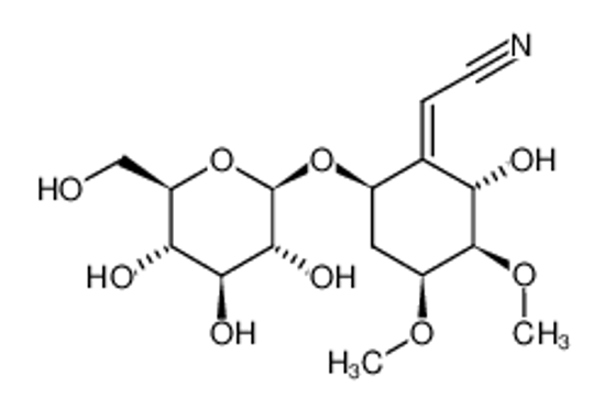 Picture of (2Z)-2-[(2S,3R,4S,6R)-2-hydroxy-3,4-dimethoxy-6-[(2R,3R,4S,5S,6R)-3,4,5-trihydroxy-6-(hydroxymethyl)oxan-2-yl]oxycyclohexylidene]acetonitrile