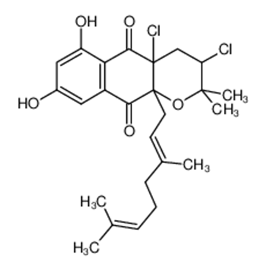 Picture of (3R,4aR,10aS)-3,4a-dichloro-10a-[(2E)-3,7-dimethylocta-2,6-dienyl]-6,8-dihydroxy-2,2-dimethyl-3,4-dihydrobenzo[g]chromene-5,10-dione