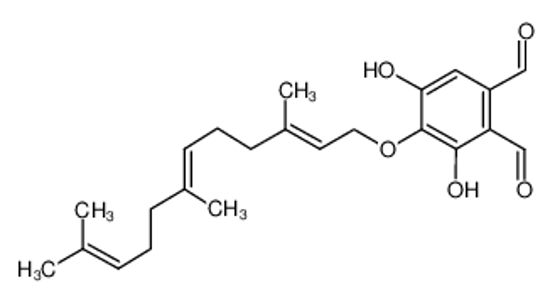 Picture of 3,5-dihydroxy-4-[(2E,6E)-3,7,11-trimethyldodeca-2,6,10-trienoxy]phthalaldehyde