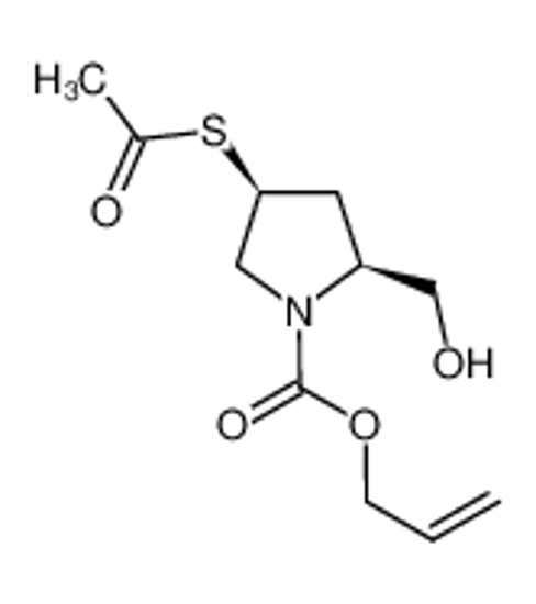 Picture of 1-Pyrrolidinecarboxylic acid, 4-(acetylthio)-2-(hydroxymethyl)-, 2-propen-1-yl ester, (2S,4S)-