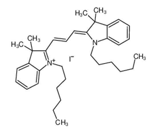 Imagem de (2Z)-1-hexyl-2-[(E)-3-(1-hexyl-3,3-dimethylindol-1-ium-2-yl)prop-2-enylidene]-3,3-dimethylindole,iodide