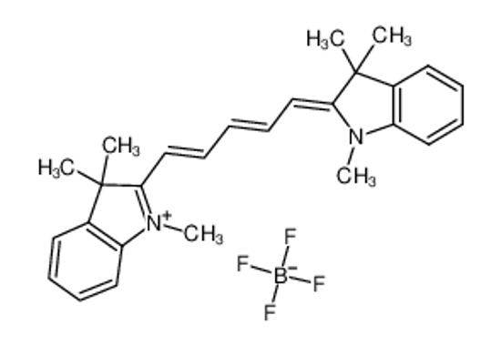 Picture of 1,1',3,3,3',3'-HEXAMETHYLINDODICARBOCYANINE TETRAFLUOROBORATE, BORATE(1-), TETRAFLUORO-, 2-[5-(1,3-DIHYDRO-1,3,3-TRIMETHYL-2H-INDOL-2-YLIDENE)-1,4-PENTADIENYL]-1,3,3-TRIMETHYL-3H-INDOLIUM