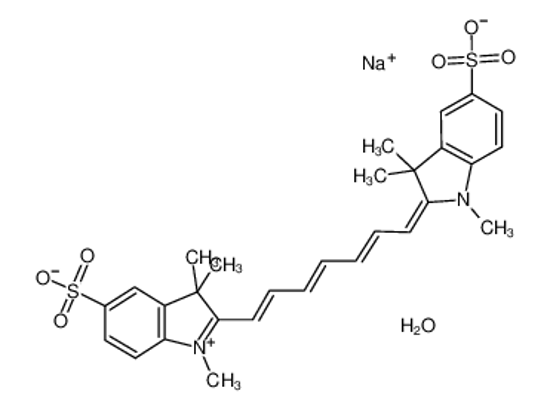 Picture of 3H-INDOLIUM, 2-[7-(1,3-DIHYDRO-1,3,3-TRIMETHYL-5-SULFO-2H-INDOL-2-YLIDENE)-1,3,5-HEPTATRIENYL]-1,3,3-TRIMETHYL-5-SULFO-, INNER SALT, SODIUM SALT, MONOHYDRATE