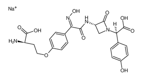 Picture of sodium,(2R)-2-amino-4-[4-[(Z)-C-[[(3S)-1-[(R)-carboxy-(4-hydroxyphenyl)methyl]-2-oxoazetidin-3-yl]carbamoyl]-N-hydroxycarbonimidoyl]phenoxy]butanoic acid