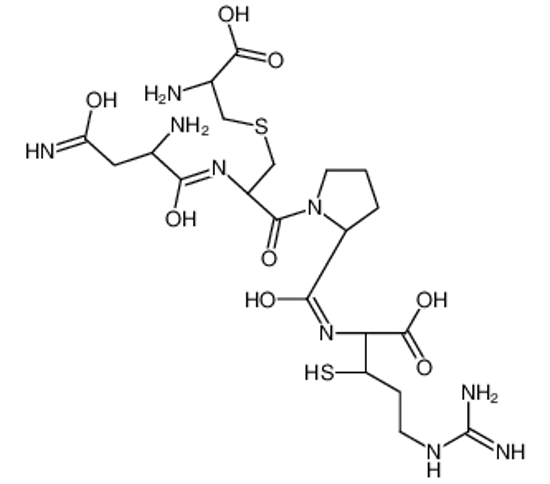 Picture of (2R)-2-[[(2S)-1-[(2R)-3-[(2R)-2-amino-2-carboxyethyl]sulfanyl-2-[[(2S)-2,4-diamino-4-oxobutanoyl]amino]propanoyl]pyrrolidine-2-carbonyl]amino]-5-(diaminomethylideneamino)-3-sulfanylpentanoic acid