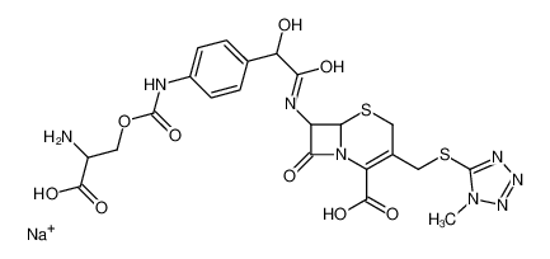 Imagem de sodium,7-[[2-[4-[(2-amino-2-carboxyethoxy)carbonylamino]phenyl]-2-hydroxyacetyl]amino]-3-[(1-methyltetrazol-5-yl)sulfanylmethyl]-8-oxo-5-thia-1-azabicyclo[4.2.0]oct-2-ene-2-carboxylic acid