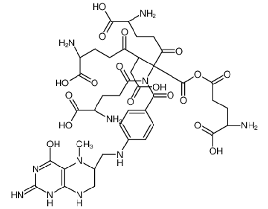 Picture of (2S,6R,11S)-2,11-diamino-6-[[(4S)-4-amino-4-carboxybutanoyl]-[4-[(2-amino-5-methyl-4-oxo-1,6,7,8-tetrahydropteridin-6-yl)methylamino]benzoyl]amino]-6-[(4S)-4-amino-4-carboxybutanoyl]oxycarbonyl-7-(carboxymethyl)-5,8-dioxododecanedioic acid