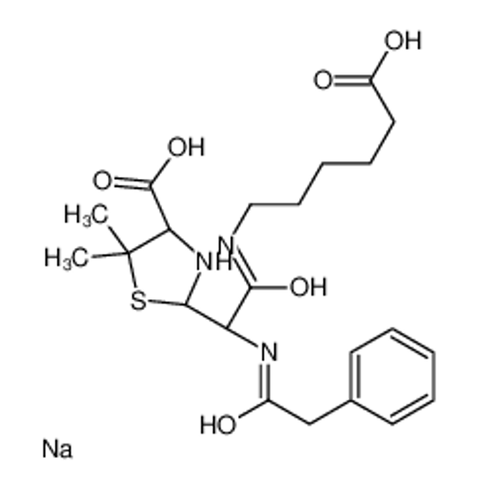Picture of (2R,4S)-2-[(1R)-2-(5-carboxypentylamino)-2-oxo-1-[(2-phenylacetyl)amino]ethyl]-5,5-dimethyl-1,3-thiazolidine-4-carboxylic acid,sodium