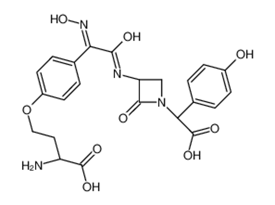 Imagem de (2R)-2-amino-4-[4-[(E)-C-[[(3S)-1-[(R)-carboxy-(4-hydroxyphenyl)methyl]-2-oxoazetidin-3-yl]carbamoyl]-N-hydroxycarbonimidoyl]phenoxy]butanoic acid