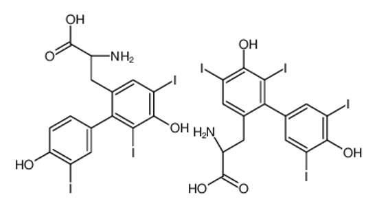 Picture of (2S)-2-amino-3-[4-hydroxy-2-(4-hydroxy-3,5-diiodophenyl)-3,5-diiodophenyl]propanoic acid,(2S)-2-amino-3-[4-hydroxy-2-(4-hydroxy-3-iodophenyl)-3,5-diiodophenyl]propanoic acid