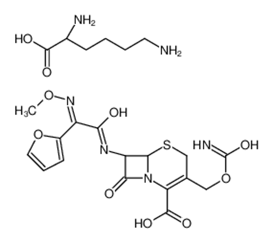 Picture of (6R,7R)-3-(carbamoyloxymethyl)-7-[[(2Z)-2-(furan-2-yl)-2-methoxyiminoacetyl]amino]-8-oxo-5-thia-1-azabicyclo[4.2.0]oct-2-ene-2-carboxylic acid,(2S)-2,6-diaminohexanoic acid
