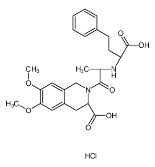 Picture of (3S)-2-[(2S)-2-[[(1S)-1-carboxy-3-phenylpropyl]amino]propanoyl]-6,7-dimethoxy-3,4-dihydro-1H-isoquinoline-3-carboxylic acid,hydrochloride
