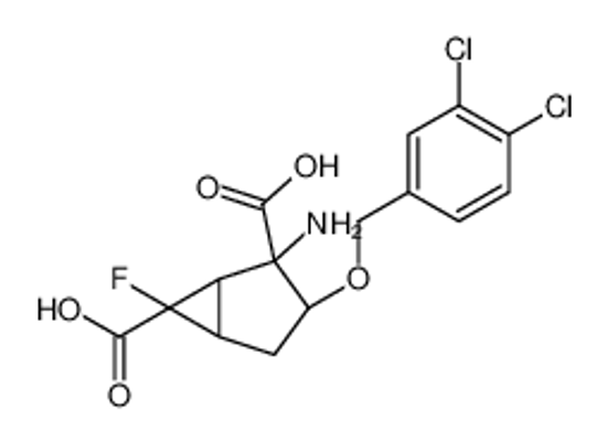Picture of (1R,2R,3R,5R,6R)-2-amino-3-[(3,4-dichlorophenyl)methoxy]-6-fluorobicyclo[3.1.0]hexane-2,6-dicarboxylic acid