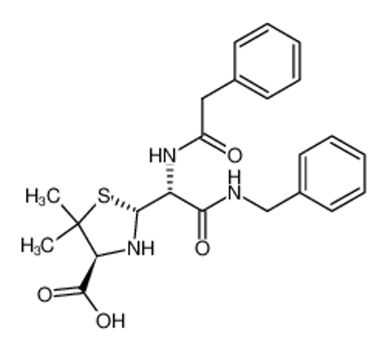 Picture of [2R-[2α(R*),4β]]-5,5-dimethyl-2-[2-oxo-1-[(phenylacetyl)amino]-2-[(phenylmethyl)amino]ethyl]-4-thiazolidinecarboxylic acid