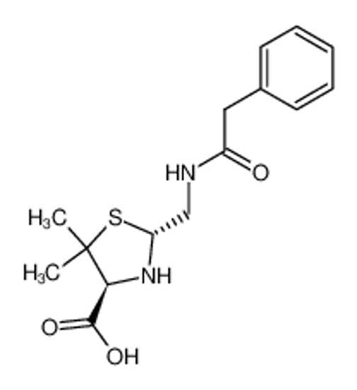 Picture of [2R-[2α,4β]]-5,5-dimethyl-2-[[(phenylacetyl)amino]methyl]-4-thiazolidinecarboxylic acid