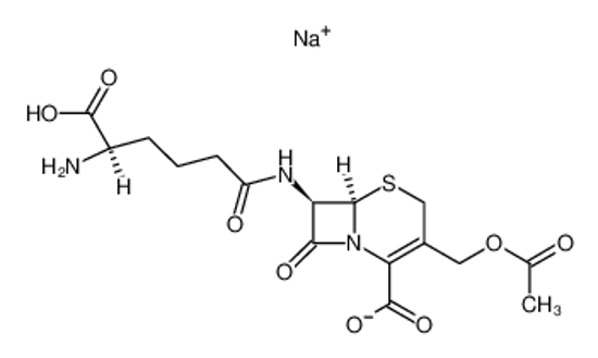 Picture of (6R)-3-acetoxymethyl-7t-((R)-5-amino-5-carboxy-pentanoylamino)-8-oxo-(6rH)-5-thia-1-aza-bicyclo[4.2.0]oct-2-ene-2-carboxylic acid, monosodium salt