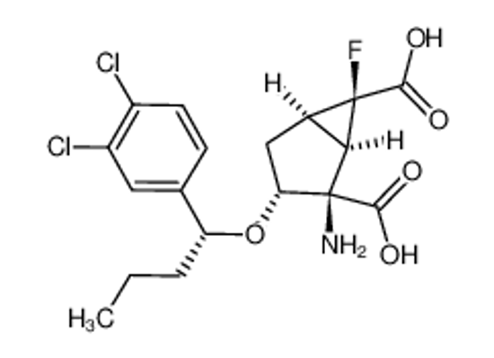 Picture of (1R,2R,3R,5R,6R)-2-amino-3-((R)-1-(3,4-dichlorophenyl)butoxy)-6-fluorobicyclo[3.1.0]hexane-2,6-dicarboxylic acid