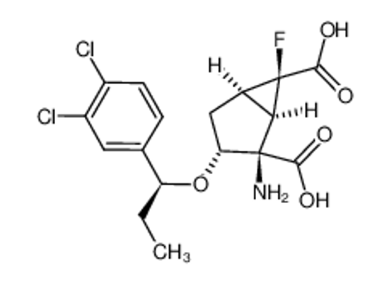 Imagem de (1R,2R,3R,5R,6R)-2-amino-3-((S)-1-(3,4-dichlorophenyl)propoxy)-6-fluorobicyclo[3.1.0]hexane-2,6-dicarboxylic acid