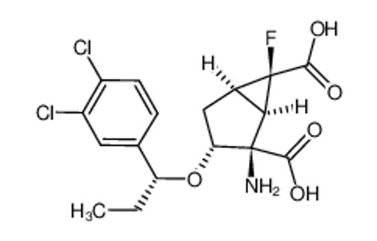 Изображение (1R,2R,3R,5R,6R)-2-amino-3-((R)-1-(3,4-dichlorophenyl)propoxy)-6-fluorobicyclo[3.1.0]hexane-2,6-dicarboxylic acid