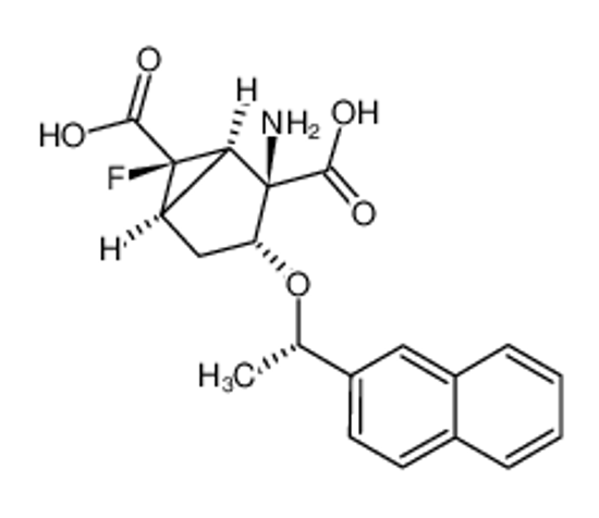 Imagem de (1R,2R,3R,5R,6R)-2-amino-3-((S*)-1-(naphthalen-2-yl)ethoxy)-6-fluorobicyclo[3.1.0]hexane-2,6-dicarboxylic acid