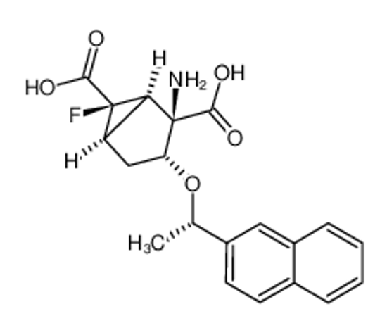 Picture of (1R,2R,3R,5R,6R)-2-amino-3-((S*)-1-(naphthalen-2-yl)ethoxy)-6-fluorobicyclo[3.1.0]hexane-2,6-dicarboxylic acid