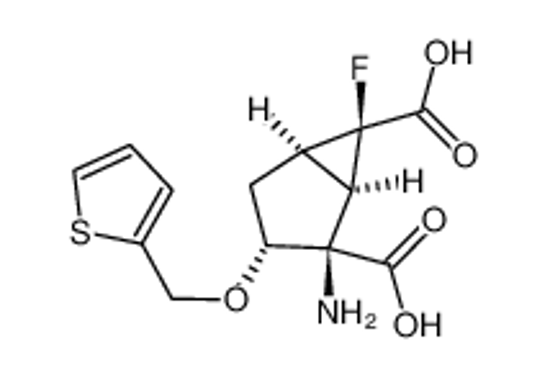 Picture of (1R,2R,3R,5R,6R)-2-amino-6-fluoro-3-(thiophen-2-ylmethoxy)bicyclo[3.1.0]hexane-2,6-dicarboxylic acid