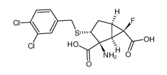 Изображение (1R,2S,3R,5R,6R)-2-amino-3-(3,4-dichlorobenzylsulfanyl)-6-fluorobicyclo[3.1.0]hexane-2,6-dicarboxylic acid