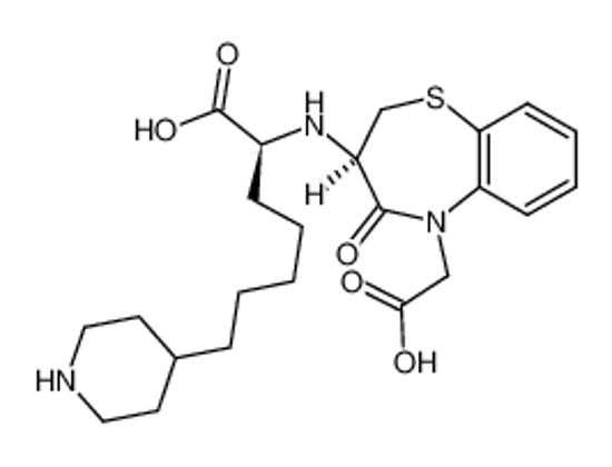 Picture of 3(R)-[1(S)-carboxy-6-(4-piperidyl)hexyl]amino-4-oxo-2,3,4,5-tetrahydro-1,5-benzothiazepine-5-acetic acid