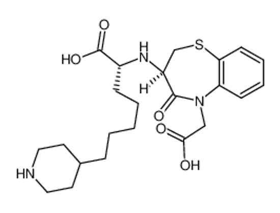 Picture of 3(R)-[1(R)-carboxy-6-(4-piperidyl)hexyl]amino-4-oxo-2,3,4,5-tetrahydro-1,5-benzothiazepine-5-acetic acid