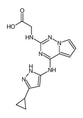 Picture of ((4-((3-cyclopropyl-1H-pyrazol-5-yl)amino)pyrrolo[2,1-f][1,2,4]triazin-2-yl)amino)acetic acid