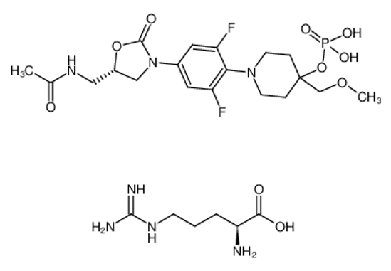 Picture of phosphoric acid mono-(1-{4-[(S)-5-(acetylamino-methyl)-2-oxo-oxazolidin-3-yl]-2,6-difluorophenyl}-4-methoxymethyl-piperidin-4-yl) ester L-arginine salt