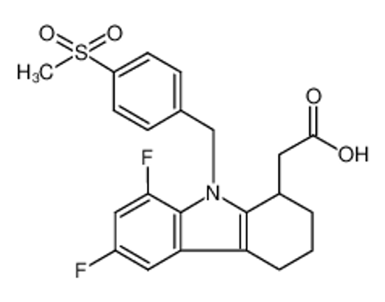 Изображение 2-[6,8-difluoro-9-[(4-methylsulfonylphenyl)methyl]-1,2,3,4-tetrahydrocarbazol-1-yl]acetic acid
