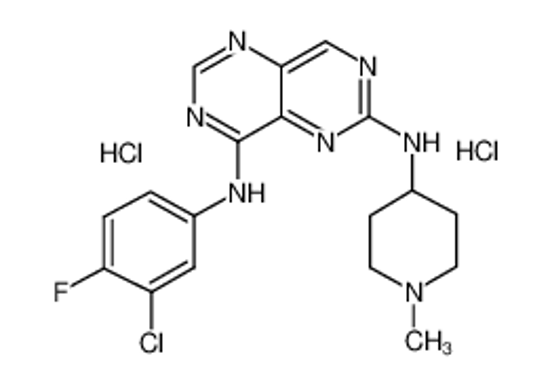 Picture of BIBX 1382 dihydrochloride,N8-(3-Chloro-4-fluorophenyl)-N2-(1-methyl-4-piperidinyl)-pyrimido[5,4-d]pyrimidine-2,8-diaminedihydrochloride